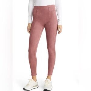 SPANX Faux Suede Leggings Mauve/Rose Sz XL